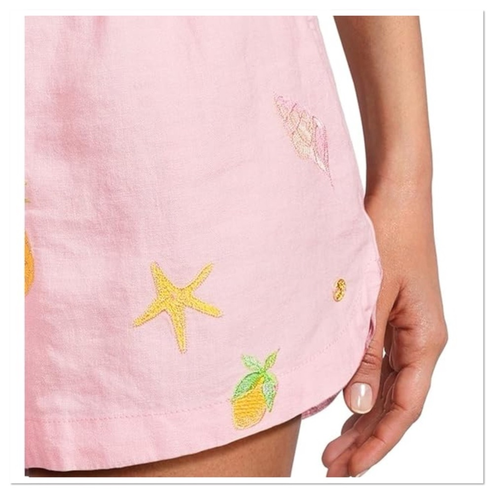 Lilly Pulitzer Elodey Linen Short - Conch Shell Pink Happy Hour ... - Picture 3 of 5